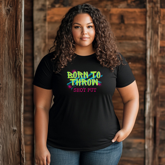 Premium Womens Crewneck T-shirt | Bella + Canvas 6004 Black Shot Put