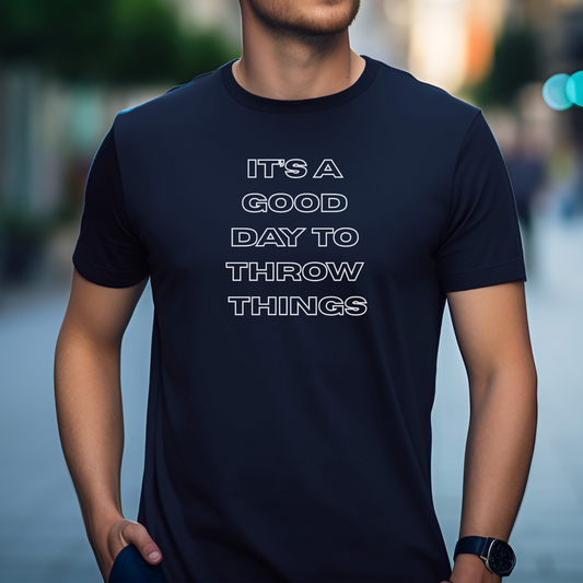 Premium Unisex Crewneck T-shirt | Navy Throw Things (on front)