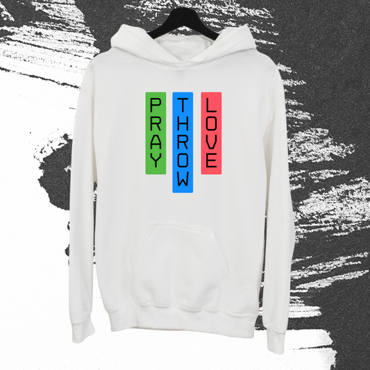Pray Throw Love Hoodie | White (Unisex)